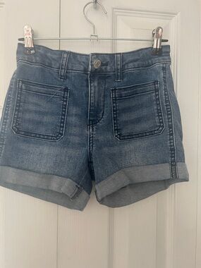 Classic Blue Denim Cuffed Girls’ Shorts